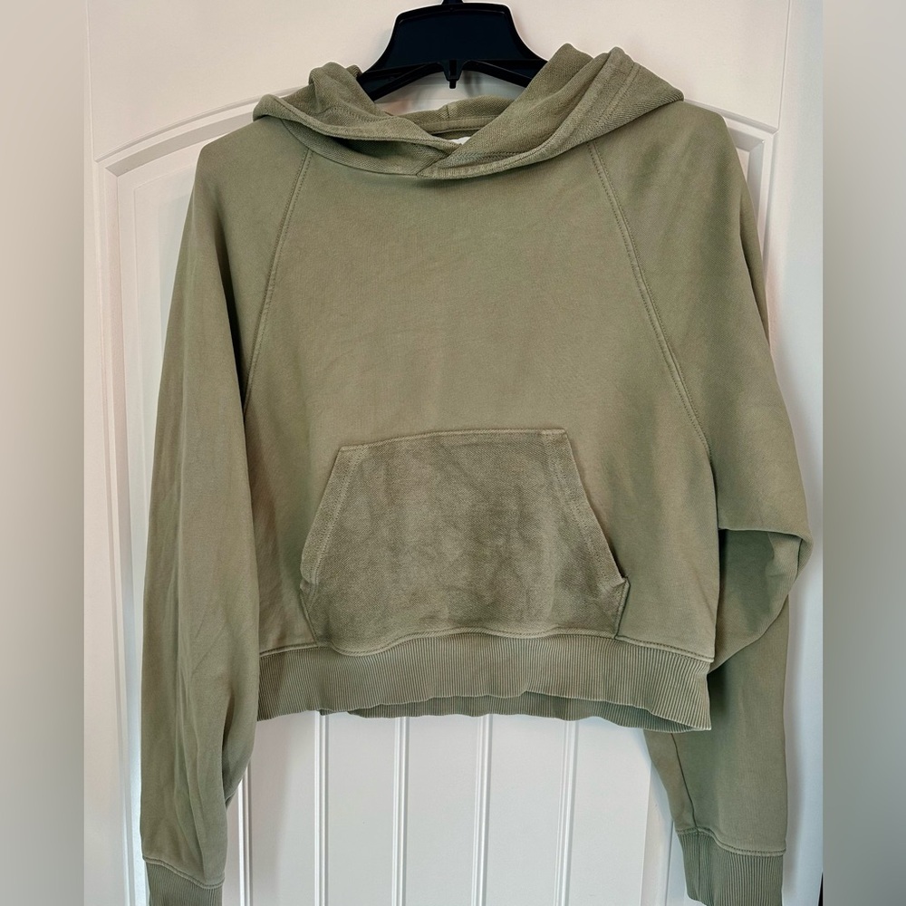 Aerie Luxe Terry Cloth Green Boxy Hoodie